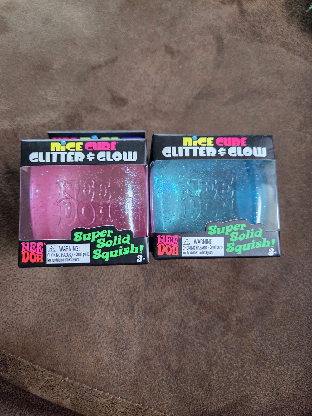 NeeDoh Nice Cube Glitter & Glow Super Solid Squish! - Pink And Blue